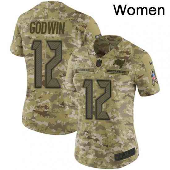 Womens Nike Tampa Bay Buccaneers 12 Chris Godwin Limited Camo 2018 Salute to Service NFL Jersey